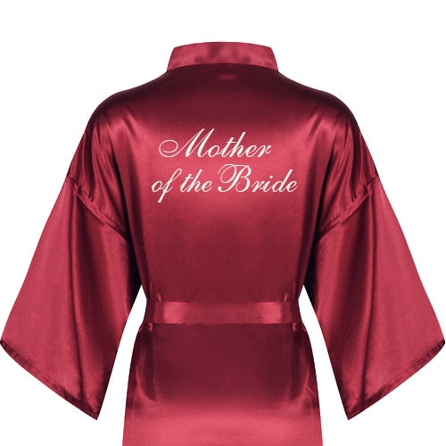 Burgundy short bathrobe bride satin silk robe dark red women wedding party bridal squad team bridesmaid robes