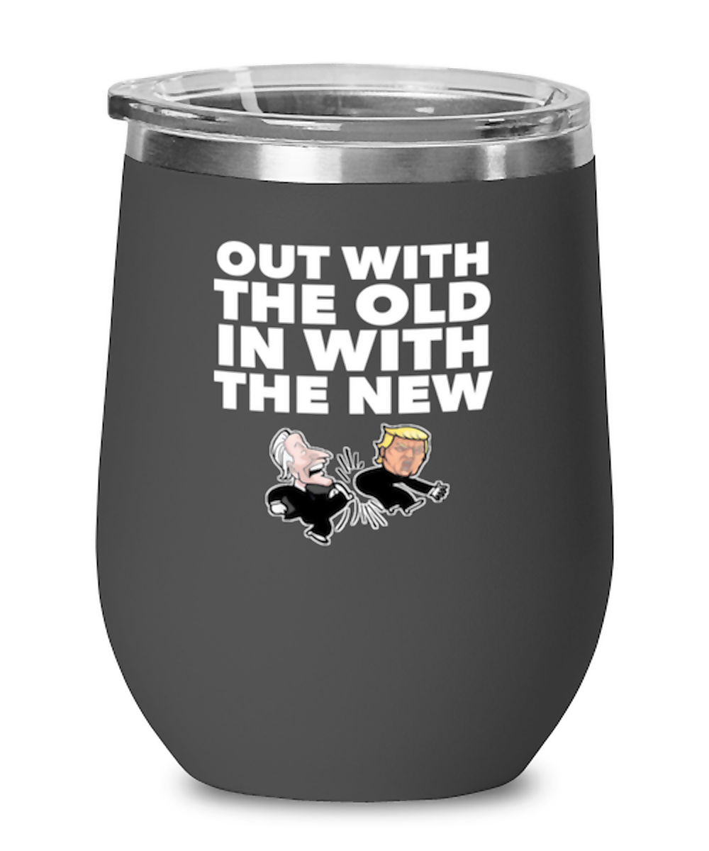 Funny Joe Biden New President Black Wine Glass - Gag Idea For Democractic Supporter