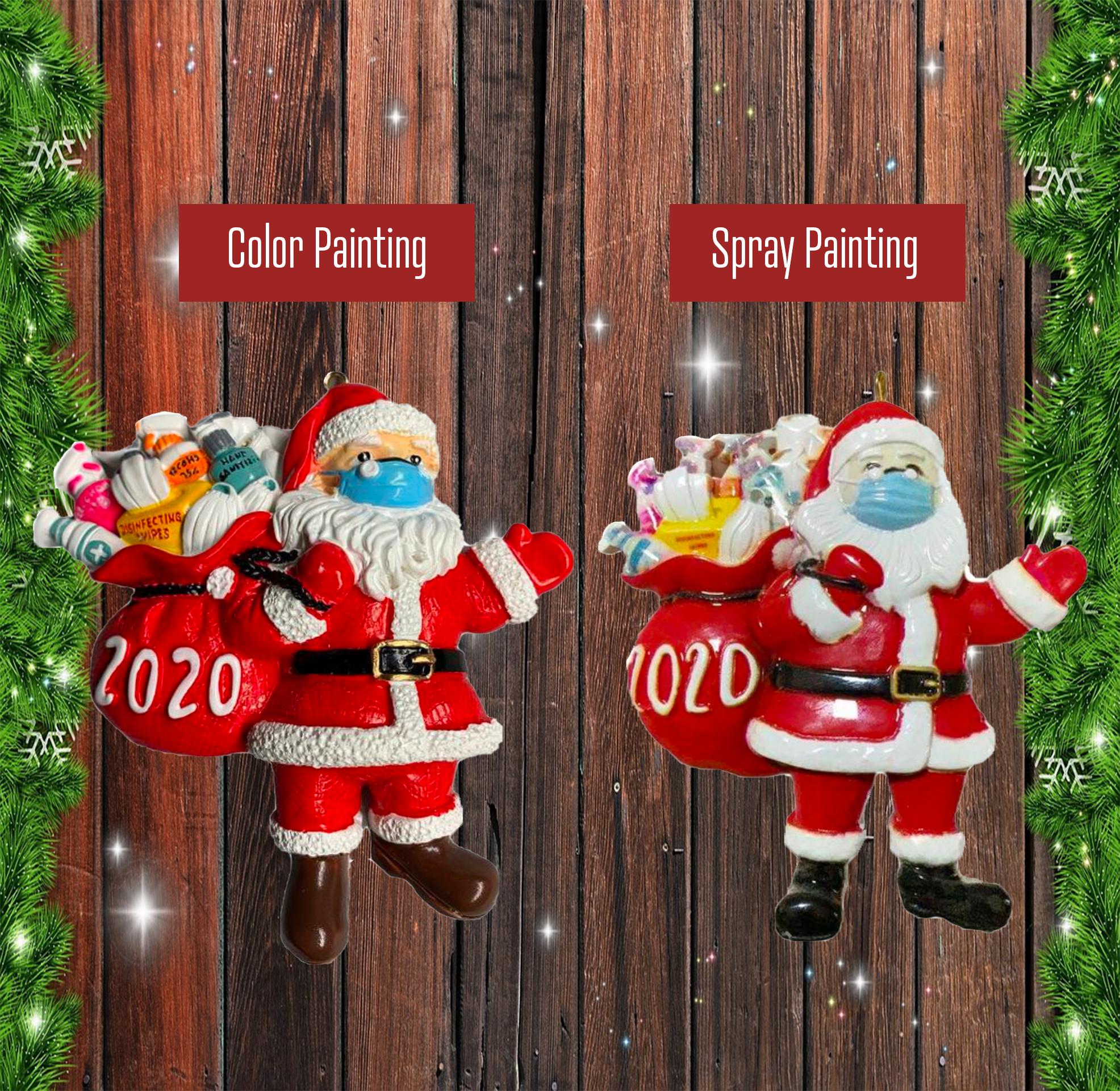 Santa Wearing A Mask Ornament 2020 | Memorial Christmas Tree Decoration | Quarantine Santa Claus Holiday Navidad Gift