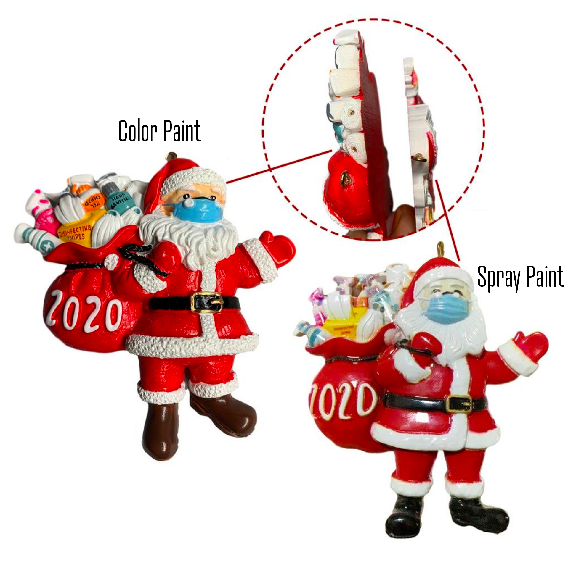Santa Wearing A Mask Ornament 2020 | Memorial Christmas Tree Decoration | Quarantine Santa Claus Holiday Navidad Gift