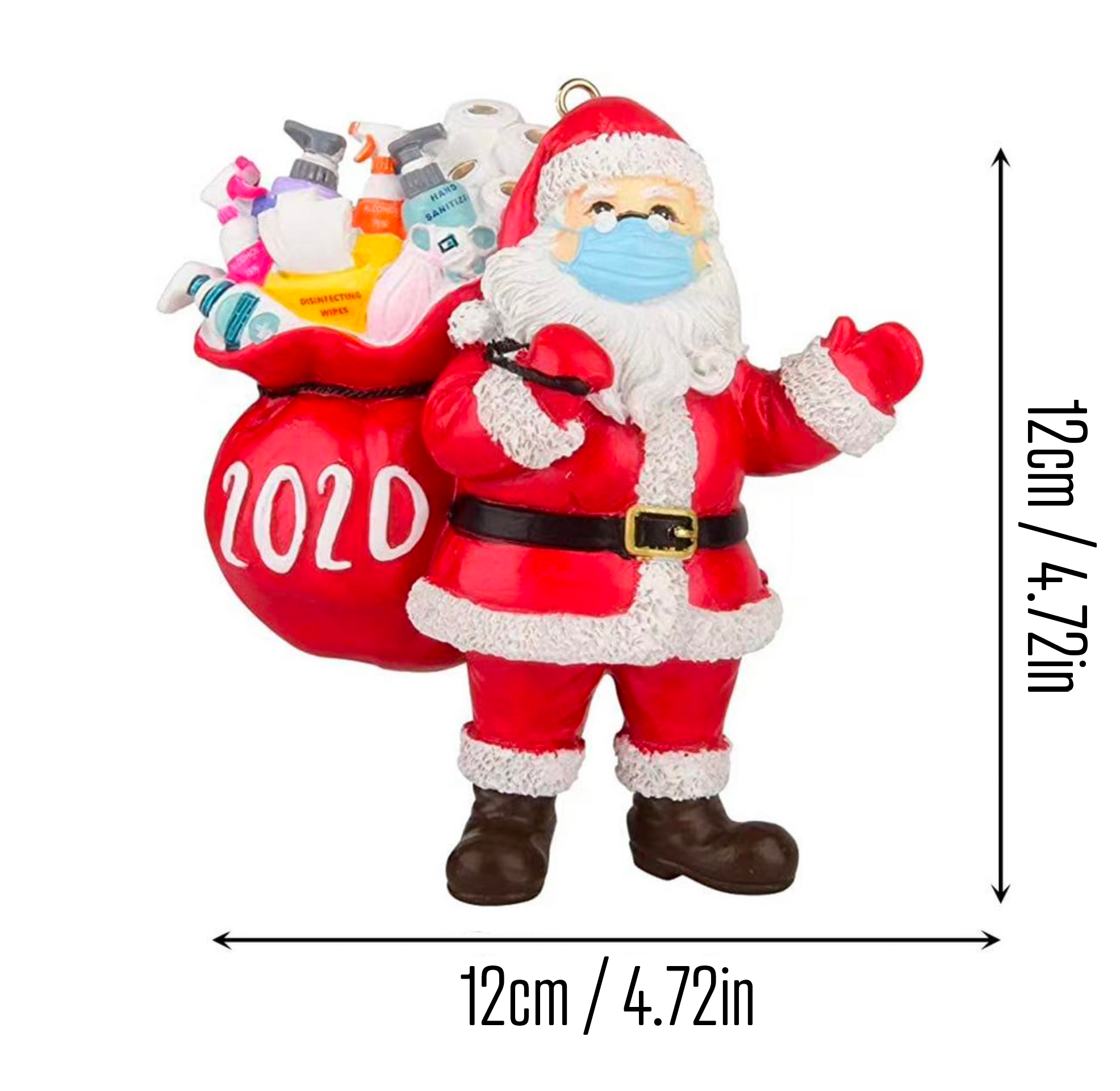 Santa Wearing A Mask Ornament 2020 | Memorial Christmas Tree Decoration | Quarantine Santa Claus Holiday Navidad Gift
