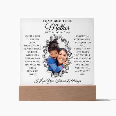 To My Beautiful Mother Acrylic Square Plaque Custom - Personalized Gift From Daughter Son to Mother. Mother's Day - Mom's Birthday
