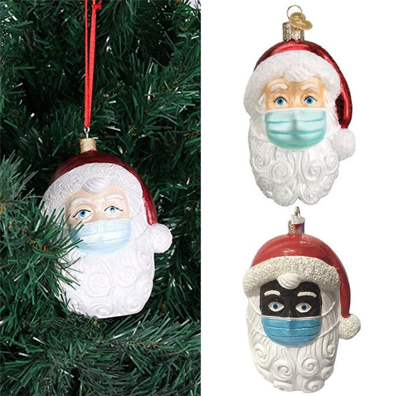 Santa Wearing A Mask 2020 | Vintage Santa Claus Ornament | Quarantine Santa Old-Fashioned Throwback Retro Funny Christmas Navidad Decoration