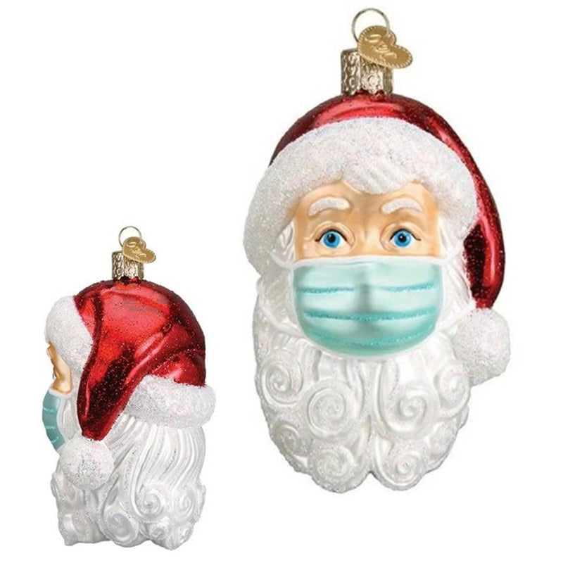 Santa Wearing A Mask 2020 | Vintage Santa Claus Ornament | Quarantine Santa Old-Fashioned Throwback Retro Funny Christmas Navidad Decoration