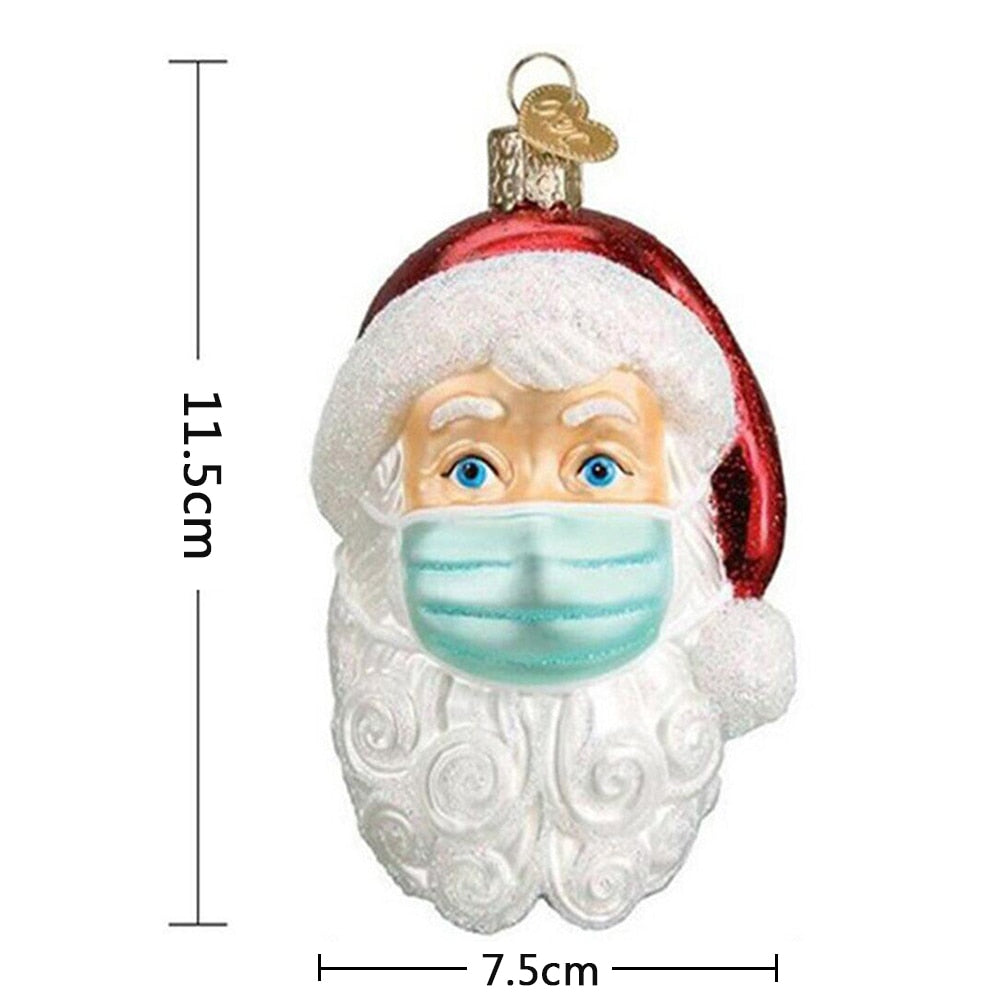 Santa Wearing A Mask 2020 | Vintage Santa Claus Ornament | Quarantine Santa Old-Fashioned Throwback Retro Funny Christmas Navidad Decoration