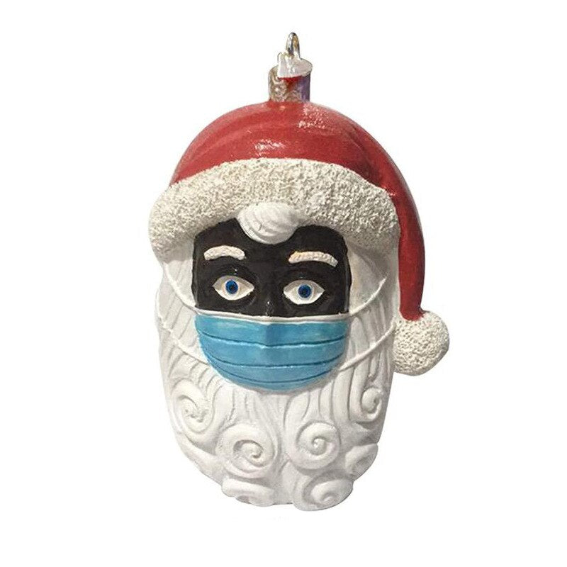 Santa Wearing A Mask 2020 | Vintage Santa Claus Ornament | Quarantine Santa Old-Fashioned Throwback Retro Funny Christmas Navidad Decoration