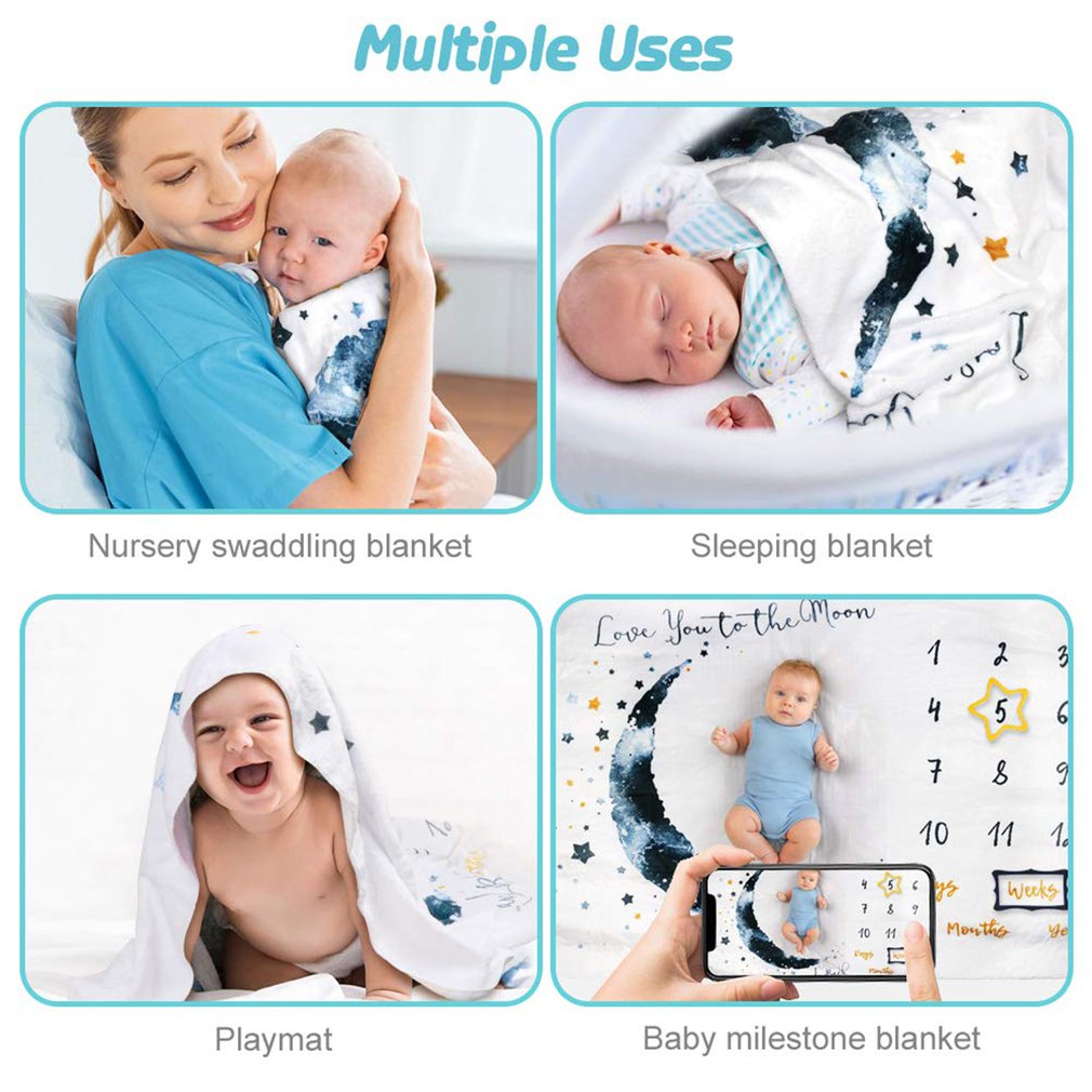 Milestone Blanket Boy & Girl | Personalized Baby Photo Growth Blanket | Monthly Fleece Keepsake