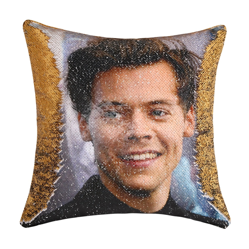 Custom Dog Pillow, Human Pillow | Personalized Portrait Mermaid Pillow Cover | Custom Sequin Pillowcase | Holiday Pillow Gift Idea