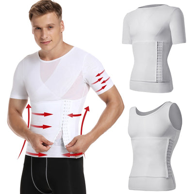 Gynecomastia Compression Shirt - Men's Body Shaper Compression Shirts - Waist And Chest Slimmers For Men