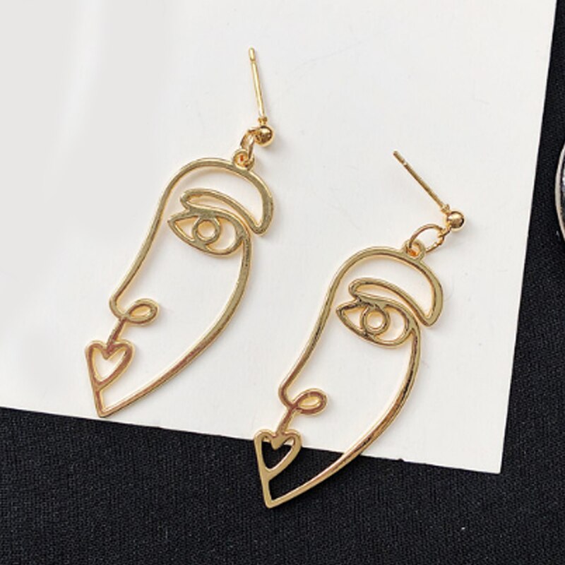 Profile Punk Human face Earrings Retro Alloy Metal Fashion Abstract Hollow Out Dangle Earrings 2020 New Hot Jewelry