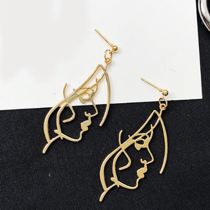 Profile Punk Human face Earrings Retro Alloy Metal Fashion Abstract Hollow Out Dangle Earrings 2020 New Hot Jewelry