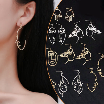 Profile Punk Human face Earrings Retro Alloy Metal Fashion Abstract Hollow Out Dangle Earrings 2020 New Hot Jewelry