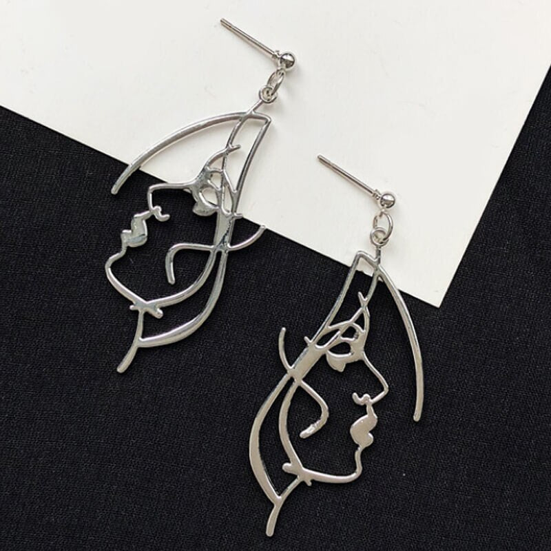 Profile Punk Human face Earrings Retro Alloy Metal Fashion Abstract Hollow Out Dangle Earrings 2020 New Hot Jewelry