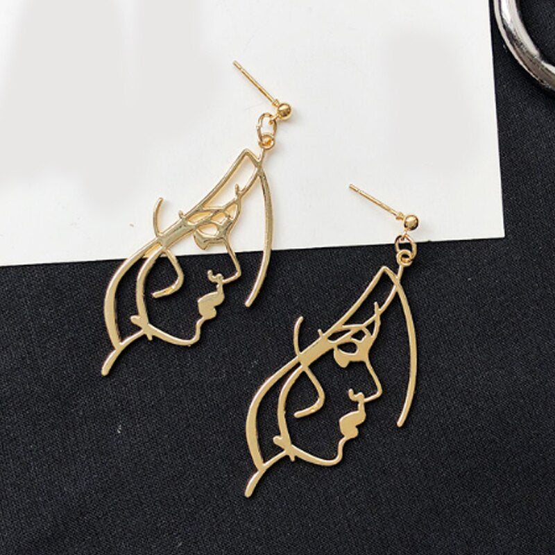 Profile Punk Human face Earrings Retro Alloy Metal Fashion Abstract Hollow Out Dangle Earrings 2020 New Hot Jewelry