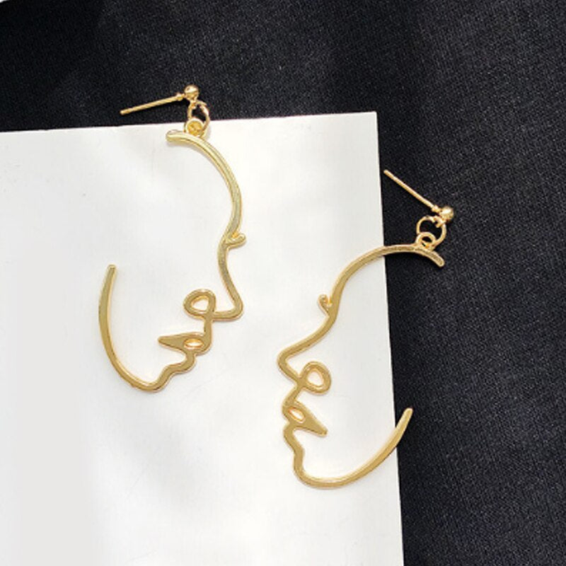 Profile Punk Human face Earrings Retro Alloy Metal Fashion Abstract Hollow Out Dangle Earrings 2020 New Hot Jewelry