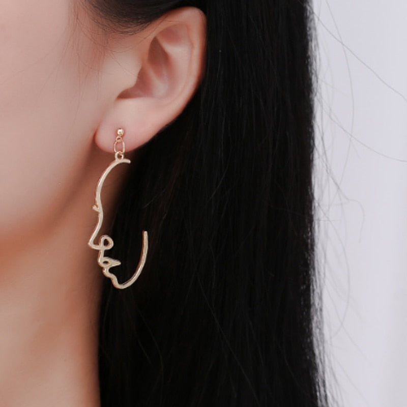 Profile Punk Human face Earrings Retro Alloy Metal Fashion Abstract Hollow Out Dangle Earrings 2020 New Hot Jewelry