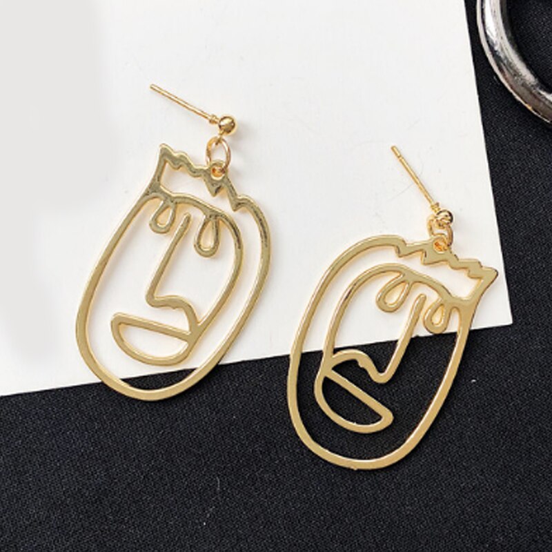 Profile Punk Human face Earrings Retro Alloy Metal Fashion Abstract Hollow Out Dangle Earrings 2020 New Hot Jewelry