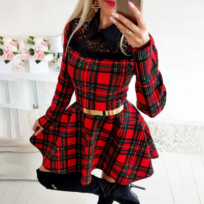 Women's Plaid Vintage Holiday Dress