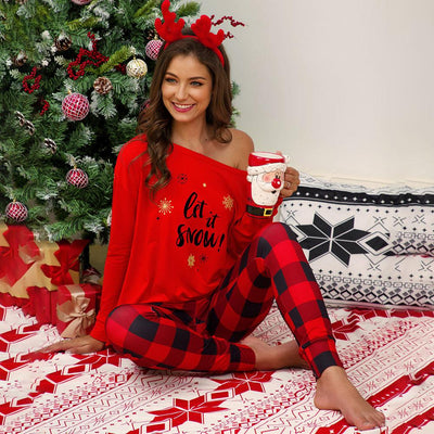 Women's Christmas Pajama Set With Plaid Pants