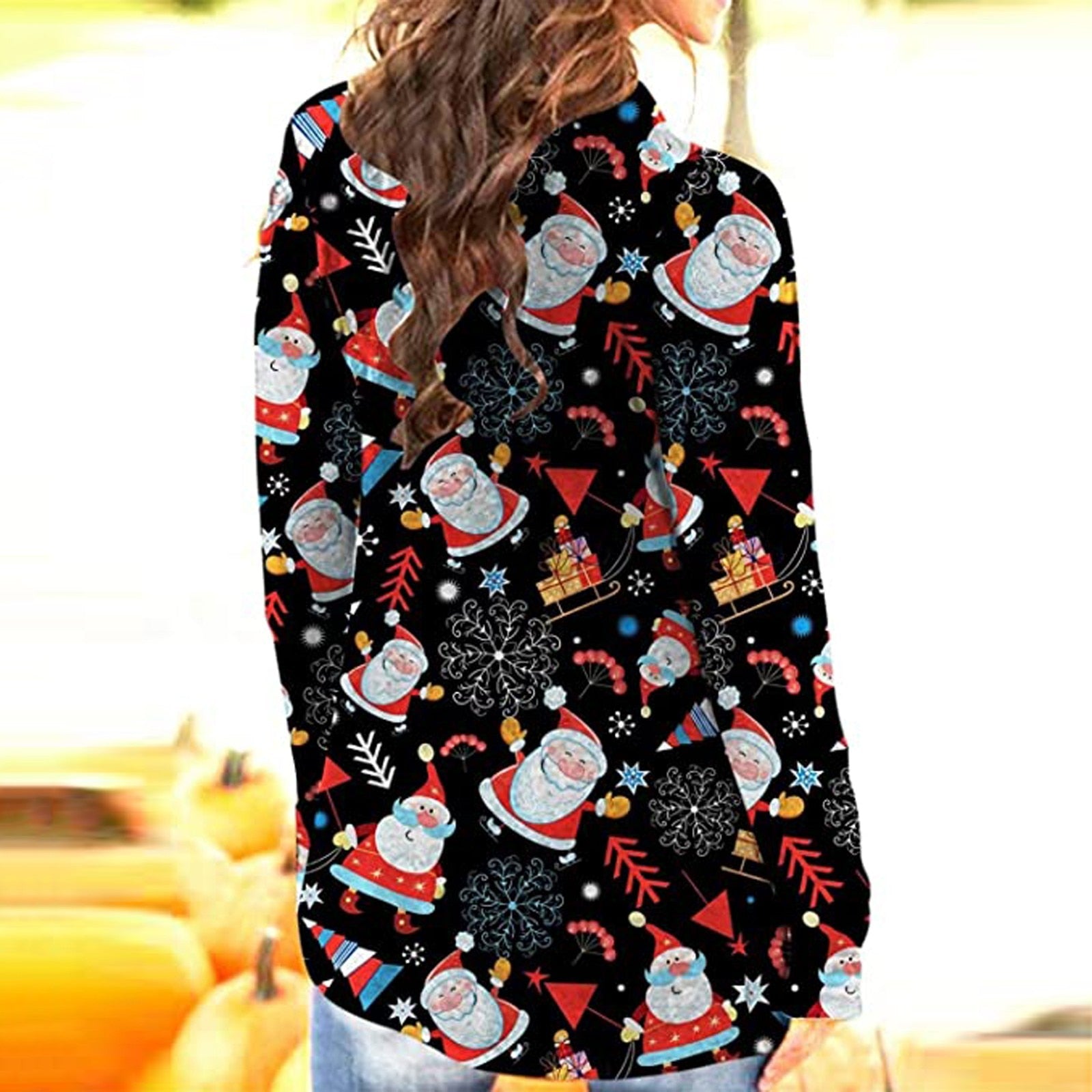 Womens Long Christmas Snowman Open Front Long Sleeve Jacket Loose Flowy Hem Cardigan Coat Christmas Clothes куртка женская