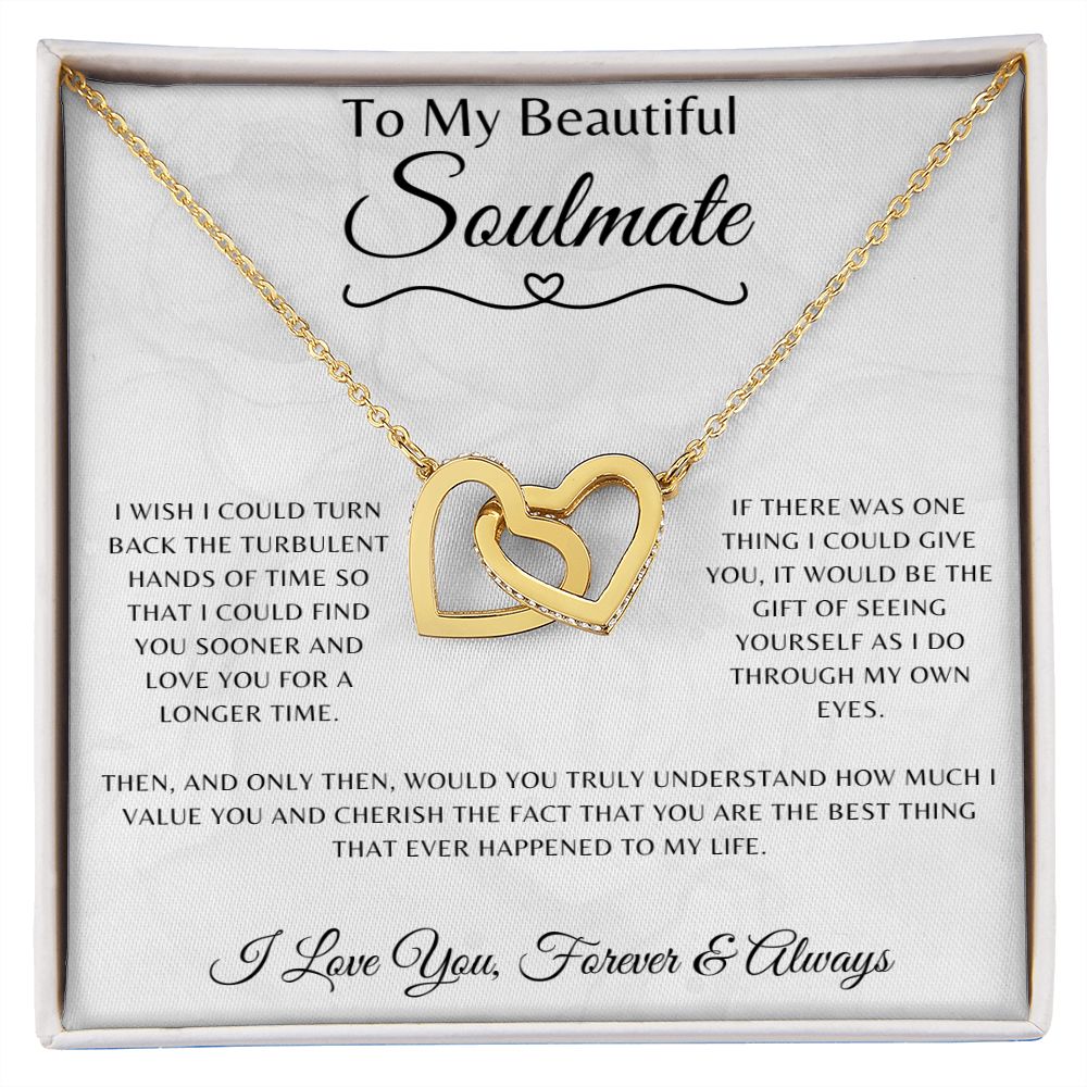 To My Beautiful Soulmate Necklace - To My Soulmate Through My Eyes Forever Love Message Card Jewelry - Interlocking Necklace