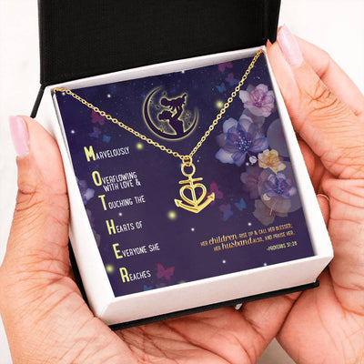 Anchor Heart Necklace With Special Message - Mother's Day Proverbs