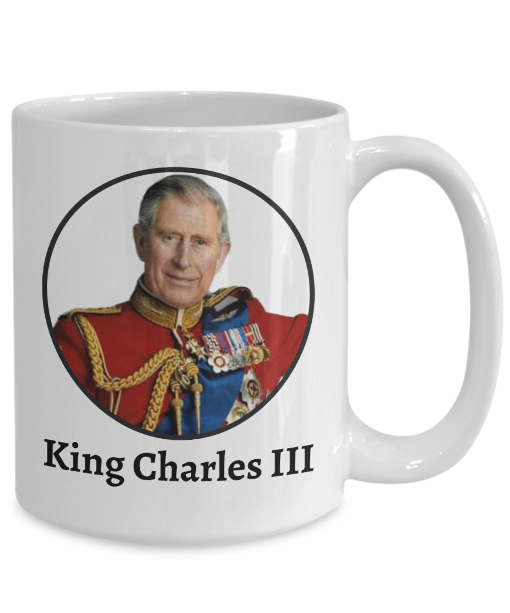 King Charles III Coronation Coffee Mug - RIP Queen Elizabeth II Commemorative Memorial Ceramic Tea Cup - Hail King Charles III