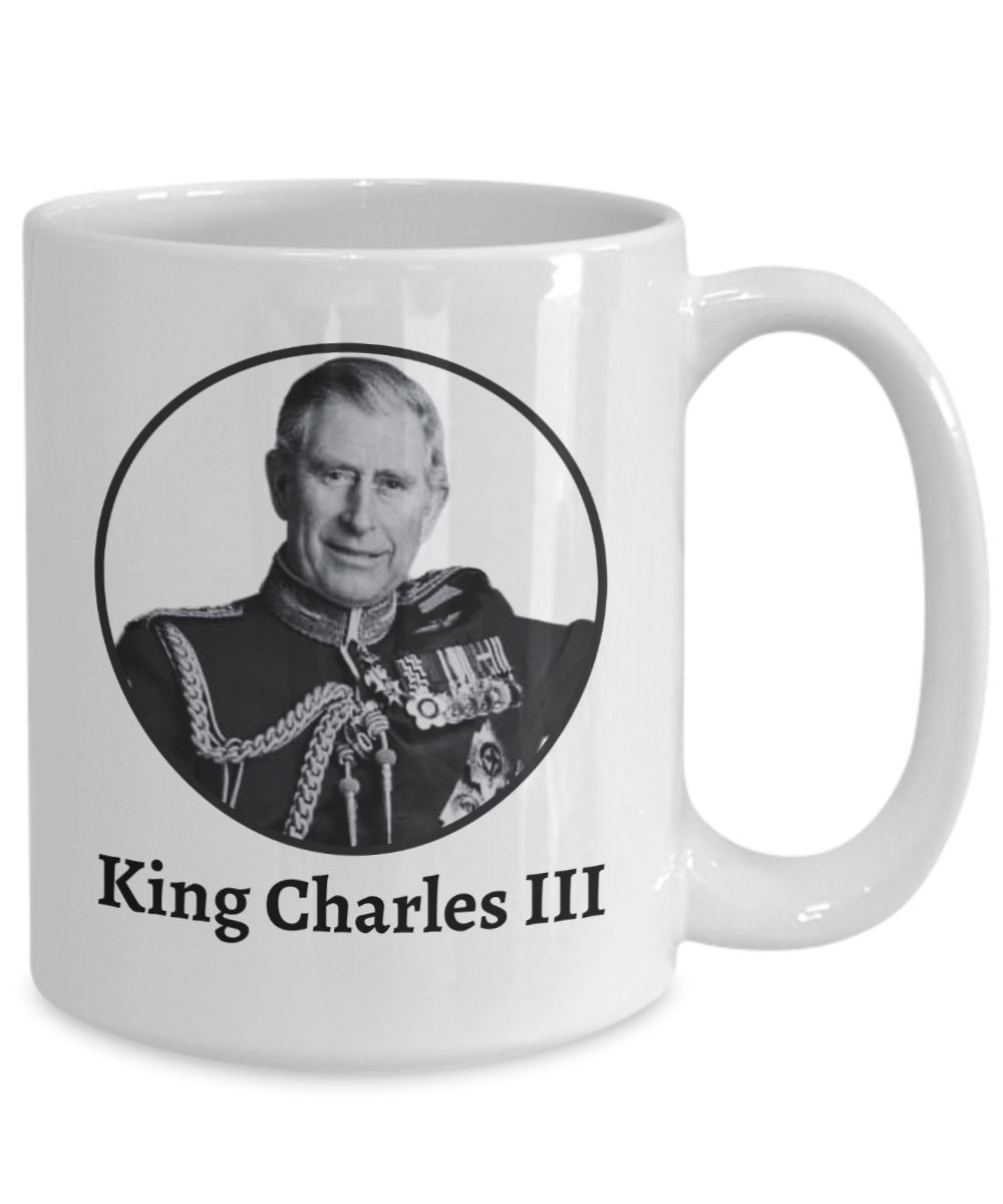 King Charles III Coronation Coffee Mug - RIP Queen Elizabeth II Commemorative Memorial Cup - Hail King Charles III