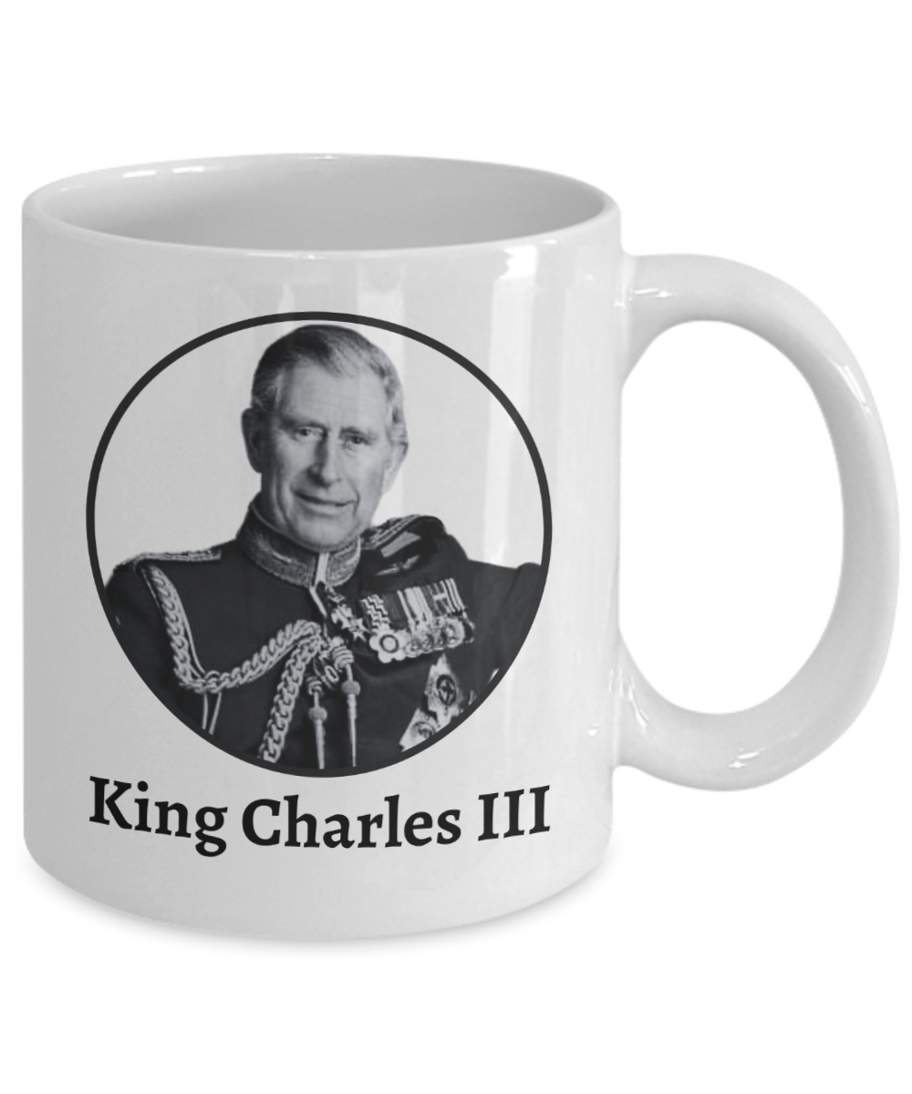 King Charles III Coronation Coffee Mug - RIP Queen Elizabeth II Commemorative Memorial Cup - Hail King Charles III