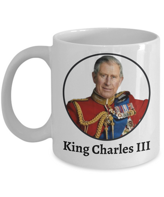 King Charles III Coronation Coffee Mug - RIP Queen Elizabeth II Commemorative Memorial Ceramic Tea Cup - Hail King Charles III