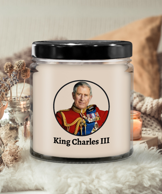 King Charles III Coronation Soy Candle - RIP Queen Elizabeth II Commemorative Memorial Candle - Hail King Charles III