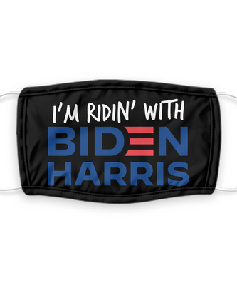 Ridin' With Biden Face Mask - Joe Biden Harris 2020 Presidential Election Face Cover - Reusable, Washable W/ Filter - 7 Layer Mask