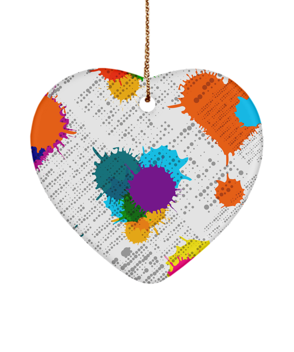 Heart Color Printed Pattern Ornaments