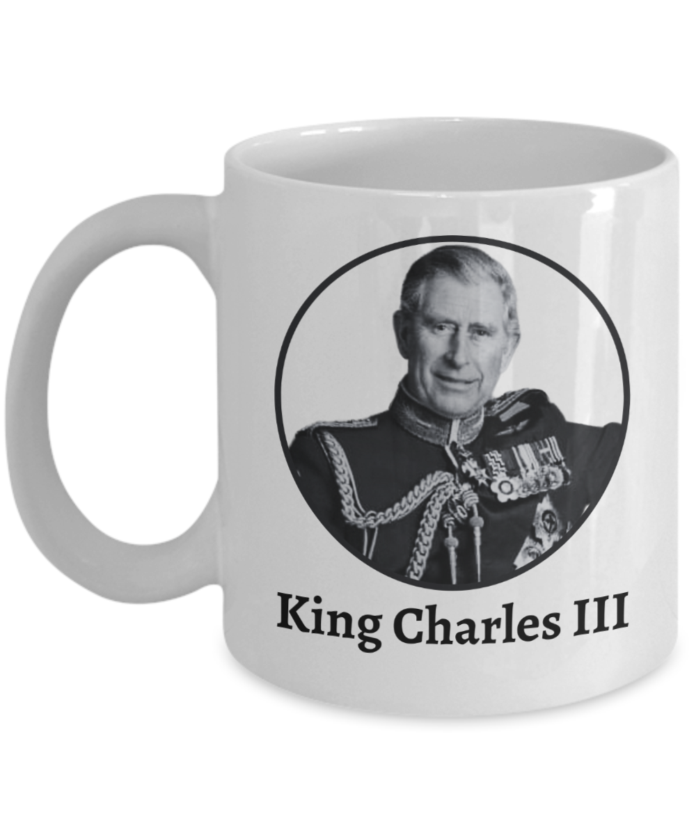 King Charles III Coronation Coffee Mug - RIP Queen Elizabeth II Commemorative Memorial Cup - Hail King Charles III