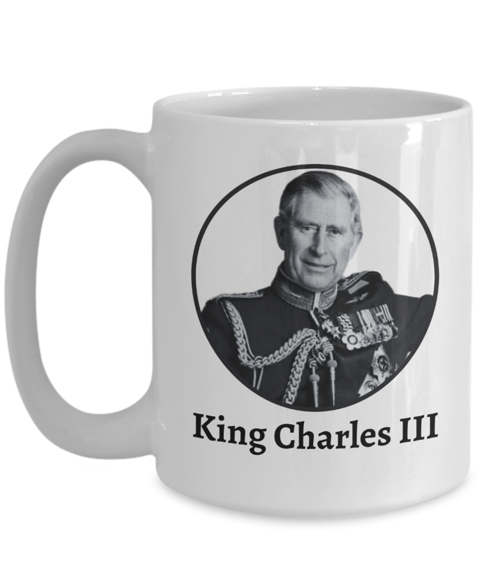 King Charles III Coronation Coffee Mug - RIP Queen Elizabeth II Commemorative Memorial Cup - Hail King Charles III