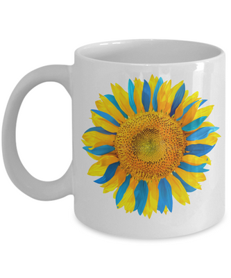 Sunflower Mug - Ukraine Sunflower Coffee Cup - Support Ukraine - 11oz, 15oz, Black, White