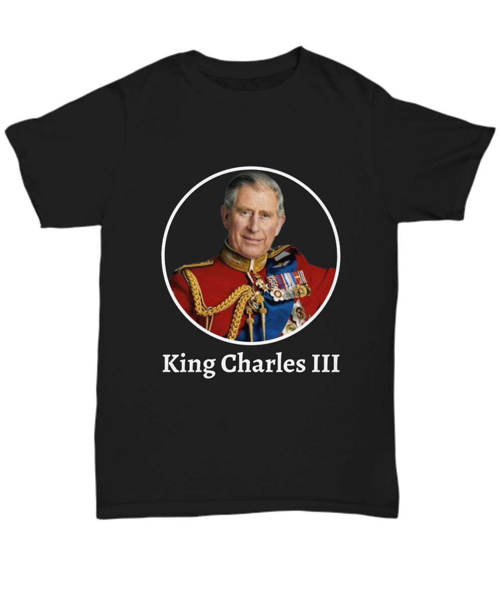 King Charles III Coronation T-Shirt Black - RIP Queen Elizabeth II Commemorative Memorial Shirt Tee - Hail King Charles III