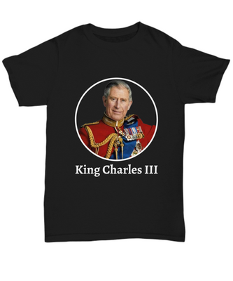 King Charles III Coronation T-Shirt Black - RIP Queen Elizabeth II Commemorative Memorial Shirt Tee - Hail King Charles III