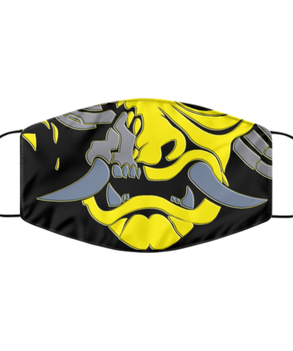 Oni Mask - Japanese Samurai Face Mask - Cyber Punk - Yellow