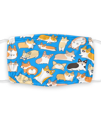 Corgi Face Mask - Reusable, Washable w/ Filter - 7 Layers Germ Protection