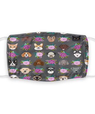Dog Print Face Mask - Reusable, Washable w/ Filter - 7 Layers Germ Protection
