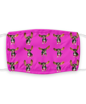 Basset Hound Face Mask - Reusable, Washable w/ Filter - 7 Layers Germ Protection