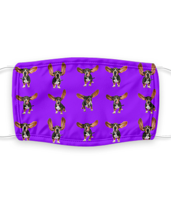 Basset Hound Face Mask - Reusable, Washable w/ Filter - 7 Layers Germ Protection