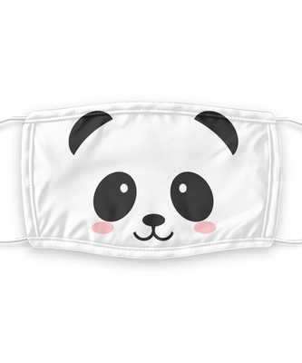 Panda Face Mask - Panda Bear Face Covering - Reusable, Washable w/ Filter - 7 Layers Germ Protection