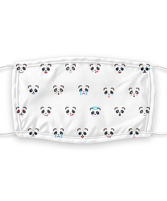 Panda Face Mask - Panda Bear Face Covering - Reusable, Washable w/ Filter - 7 Layers Germ Protection