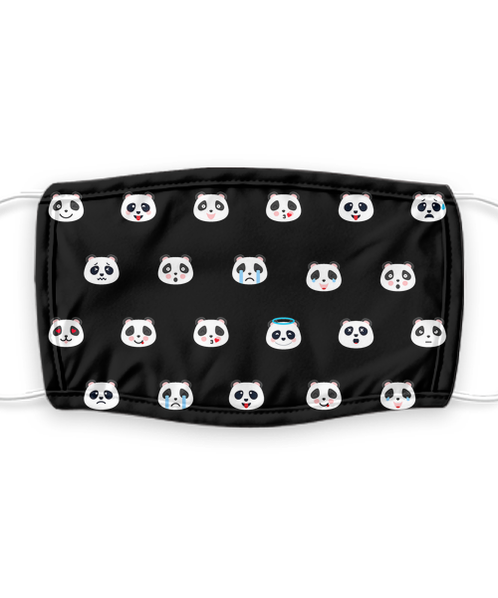 Panda Face Mask - Panda Bear Face Covering - Reusable, Washable w/ Filter - 7 Layers Germ Protection