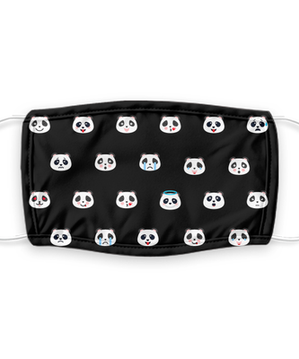 Panda Face Mask - Panda Bear Face Covering - Reusable, Washable w/ Filter - 7 Layers Germ Protection