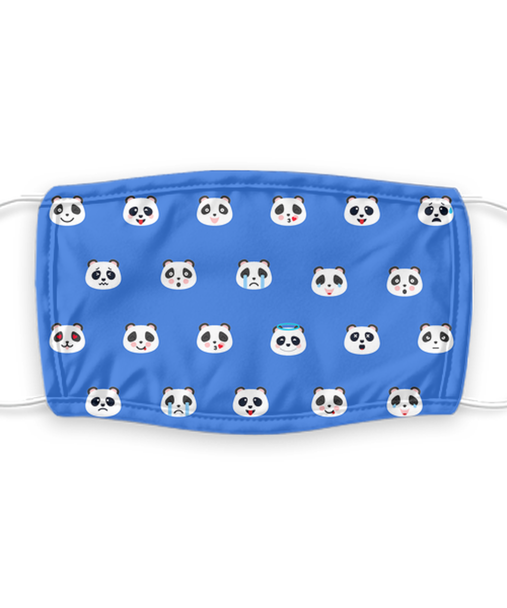Panda Face Mask - Panda Bear Face Covering - Reusable, Washable w/ Filter - 7 Layers Germ Protection