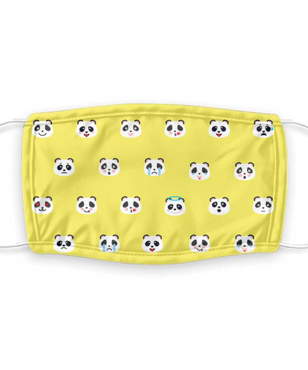 Panda Face Mask - Panda Bear Face Covering - Reusable, Washable w/ Filter - 7 Layers Germ Protection
