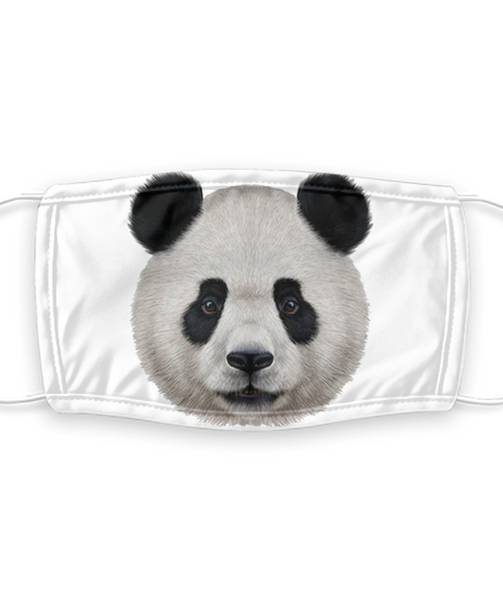 Panda Face Mask - Panda Bear Face Covering - Reusable, Washable w/ Filter - 7 Layers Germ Protection
